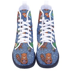 Animals Pattern Colorful Vector Women s High-top Canvas Sneakers