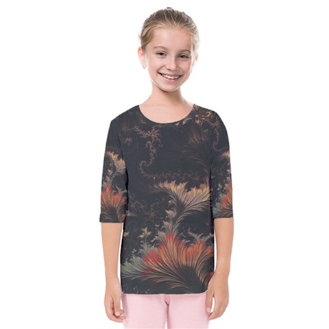 Fractal Digital Art Pattern Kids  Quarter Sleeve Raglan T-shirt by Grandong