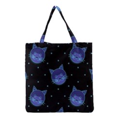 Vector Illustration Of Cat Animal Face Pattern Grocery Tote Bag by Ndabl3x