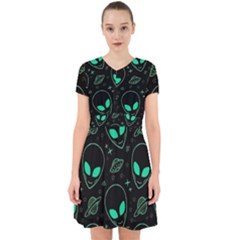 Alien Green Black Pattern Adorable In Chiffon Dress by Ndabl3x