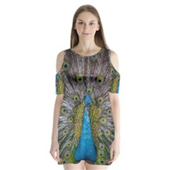 Peacock-feathers2 Shoulder Cutout Velvet One Piece by nateshop