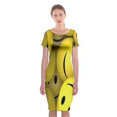 Emoji, Colour, Faces, Smile, Wallpaper Classic Short Sleeve Midi Dress by nateshop