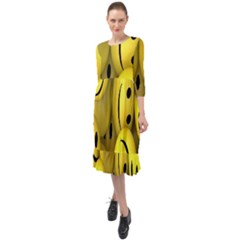 Emoji, Colour, Faces, Smile, Wallpaper Ruffle End Midi Chiffon Dress by nateshop