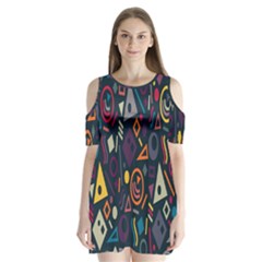 Inspired By The Colours And Shapes Shoulder Cutout Velvet One Piece by nateshop