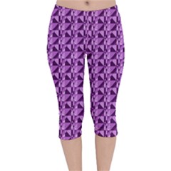 Violet Geometry Velvet Capri Leggings  by Sparkle