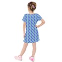 Skyblue Floral Kids  Short Sleeve Velvet Dress View2