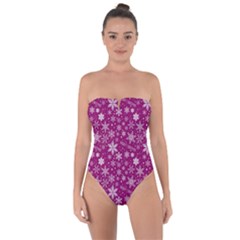 Purple Christmas Pattern Tie Back One Piece Swimsuit by Grandong