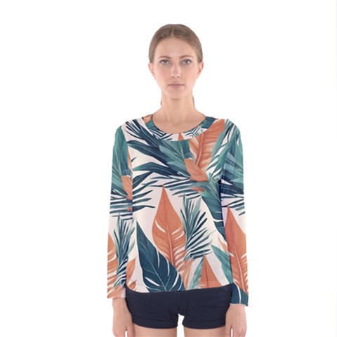 Colorful Tropical Leaf Women s Long Sleeve T-shirt by Jack14