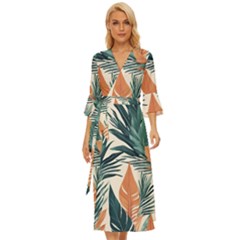 Colorful Tropical Leaf Midsummer Wrap Dress by Jack14