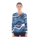 Abstract Blue Ocean Wave Women s Long Sleeve T-Shirt View1