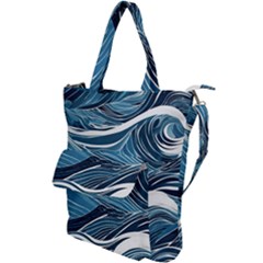 Abstract Blue Ocean Wave Shoulder Tote Bag by Jack14