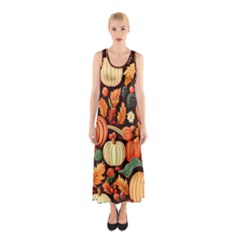 Thanksgiving Pattern Sleeveless Maxi Dress by Valentinaart