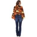 Thanksgiving pattern Boho Long Bell Sleeve Top View4