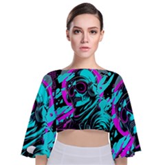 Aesthetic Art  Tie Back Butterfly Sleeve Chiffon Top by Internationalstore