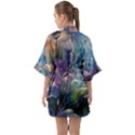 Abstract Blossoms  Half Sleeve Satin Kimono  View2