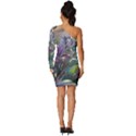 Abstract Blossoms  Long Sleeve One Shoulder Mini Dress View4