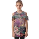 Abstract Flowers  Fold Over Open Sleeve Top View1