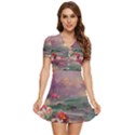 Abstract Flowers  V-Neck High Waist Chiffon Mini Dress View1