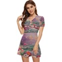 Abstract Flowers  V-Neck High Waist Chiffon Mini Dress View2