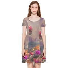 Floral Blossoms  Inside Out Cap Sleeve Dress by Internationalstore