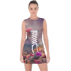 Floral Blossoms  Lace Up Front Bodycon Dress by Internationalstore