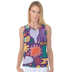 Colorful Shapes On A Purple Background Women s Basketball Tank Top by LalyLauraFLM