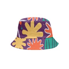 Colorful Shapes On A Purple Background Inside Out Bucket Hat (kids) by LalyLauraFLM