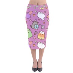 Pusheen Cat Velvet Midi Pencil Skirt by Pakjumat