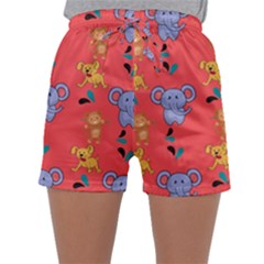 Elephant Monkey Dog Cartoon Sleepwear Shorts by Pakjumat