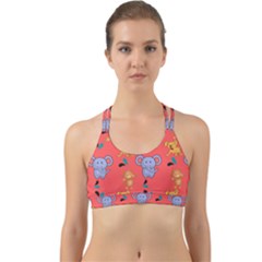 Elephant Monkey Dog Cartoon Back Web Sports Bra by Pakjumat