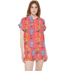 Elephant Monkey Dog Cartoon Chiffon Lounge Set by Pakjumat