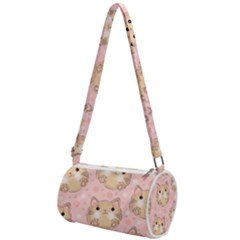 Cat Pattern Pink Cartoon Mini Cylinder Bag by Pakjumat