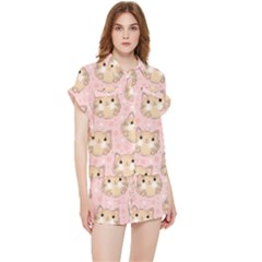 Cat Pattern Pink Cartoon Chiffon Lounge Set by Pakjumat