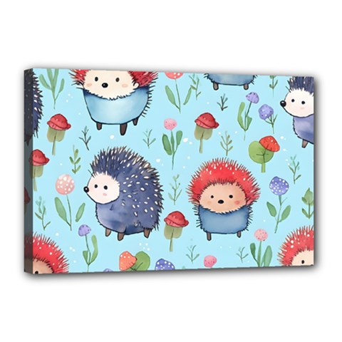 Hedgehogs Animal Canvas 18  X 12  (stretched) by Pakjumat