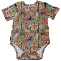 Animal Forest Pattern Baby Short Sleeve Bodysuit by Pakjumat