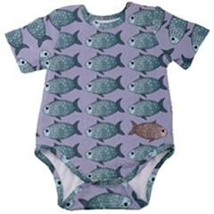 Fishes Pattern Background Theme Baby Short Sleeve Bodysuit by Pakjumat