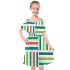 Striped Colorful Pattern Graphic Kids  Cut Out Shoulders Chiffon Dress by Pakjumat