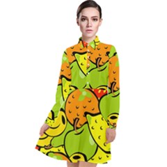 Fruit Food Wallpaper Long Sleeve Chiffon Shirt Dress by Dutashop