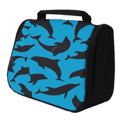 Dolphin Silhouette Pattern Full Print Travel Pouch (small) by Pakjumat