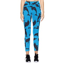 Dolphin Silhouette Pattern Pocket Leggings  by Pakjumat