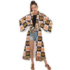 Lantern Chess Halloween Maxi Kimono by Pakjumat