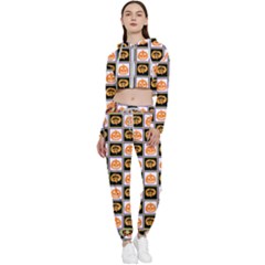 Lantern Chess Halloween Cropped Zip Up Lounge Set by Pakjumat