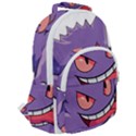 Purple Funny Monster Rounded Multi Pocket Backpack View2