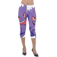 Purple Funny Monster Lightweight Velour Capri Leggings  by Sarkoni