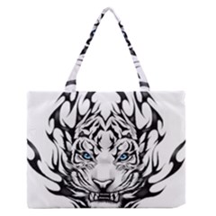 White And Black Tiger Zipper Medium Tote Bag by Sarkoni