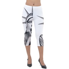 Funny Statue Of Liberty Parody Lightweight Velour Capri Leggings  by Sarkoni