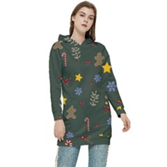 Christmas Party Pattern Design Women s Long Oversized Pullover Hoodie by uniart180623