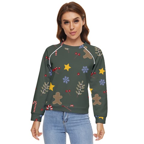 Christmas Party Pattern Design Women s Long Sleeve Raglan T-shirt by uniart180623