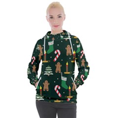 Pattern Christmas Gift Women s Hooded Pullover by uniart180623