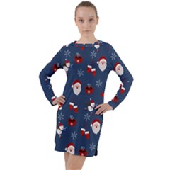 Christmas Background Design Pattern Long Sleeve Hoodie Dress by uniart180623